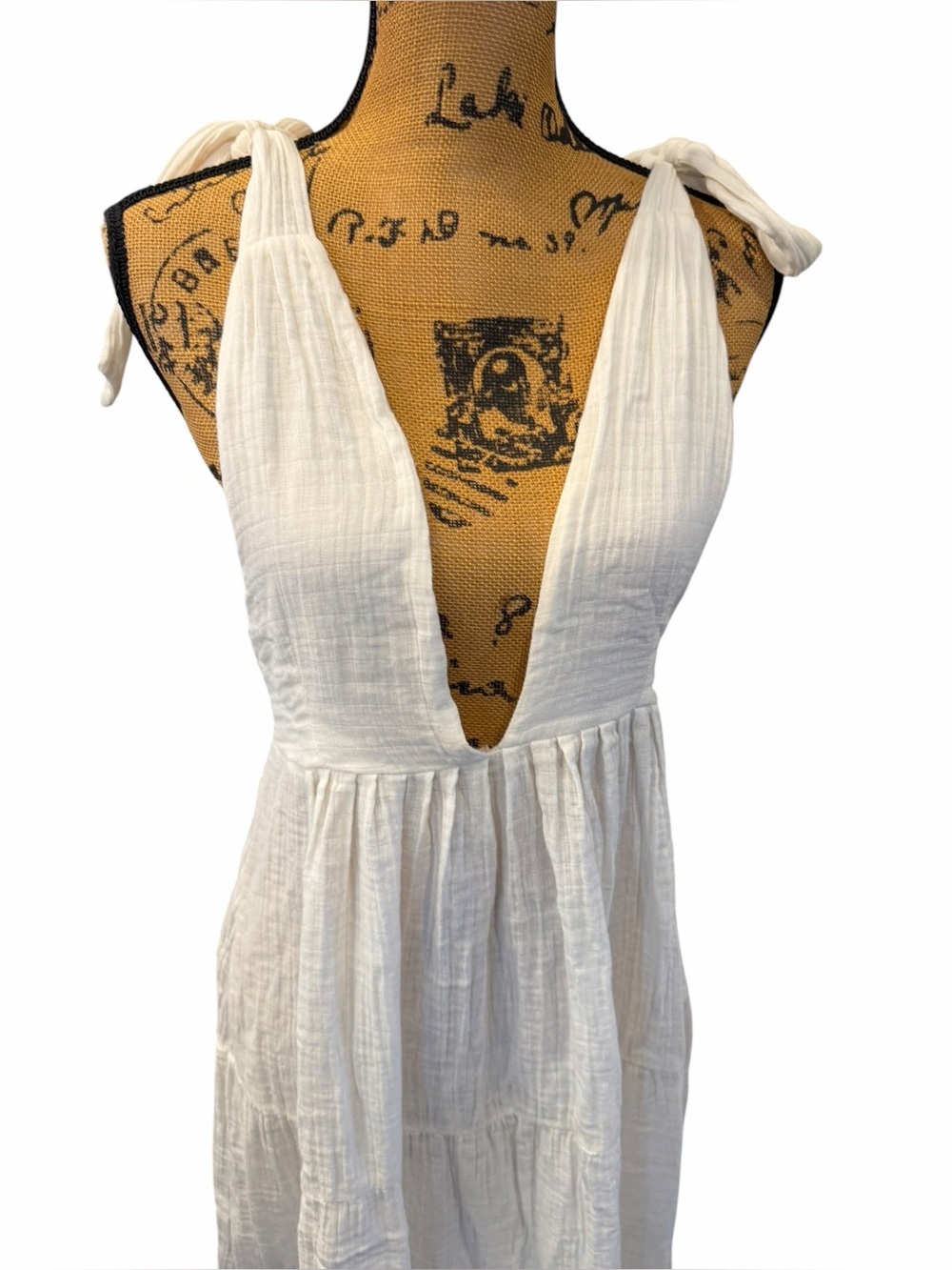 The Silk Co Olive White Cotton Maxi Dress Beach Cover Up Resort Small - Picture 5 of 10